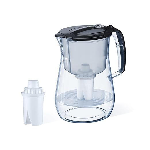 AQUAPHOR Opal 12 Cup Premium Water Filter Pitcher Black, includes 1 x B15 Filter. Countertop Design, with Easy Fill flip top lid, Reduces limescale & Chlorine