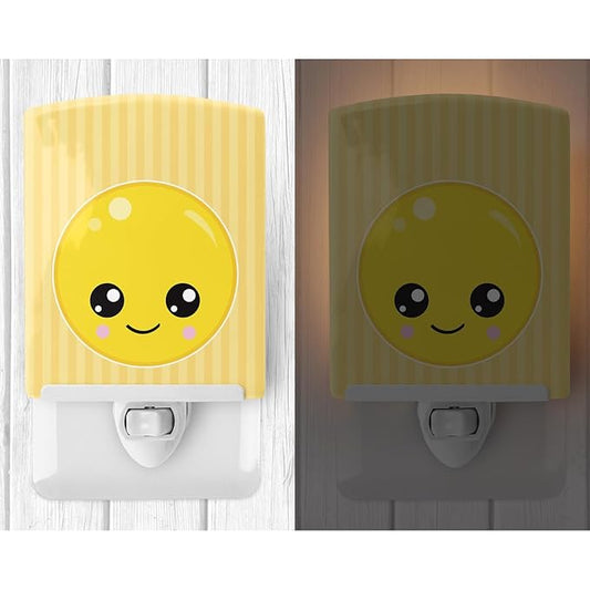 Caroline's Treasures BB8727CNL Smily Face Ceramic Night Light Compact, UL-Certified, Ideal for Bedroom, Bathroom, Nursery, Hallway, Kitchen, 6x4x3, Multicolor