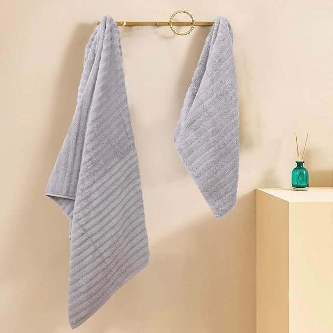 Luxury Ultra Soft Light Grey Bath Towel Sets for Bathroom Hotel, 1 Bath Towels 2 Hand Towels Washcloths 100% Long-staple Cotton Fluffy Highly Absorbent Thick Towel for Women Kids Elderly Face Body