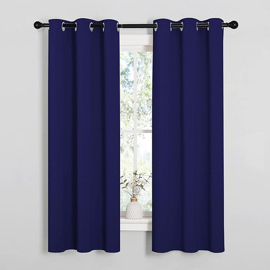 NICETOWN Blackout Draperies Curtains, All Season Thermal Insulated Solid Grommet Top Blackout Curtains/Drapes for Kid's Room (Royal Blue, 1 Pair, 34 x 63 inches)