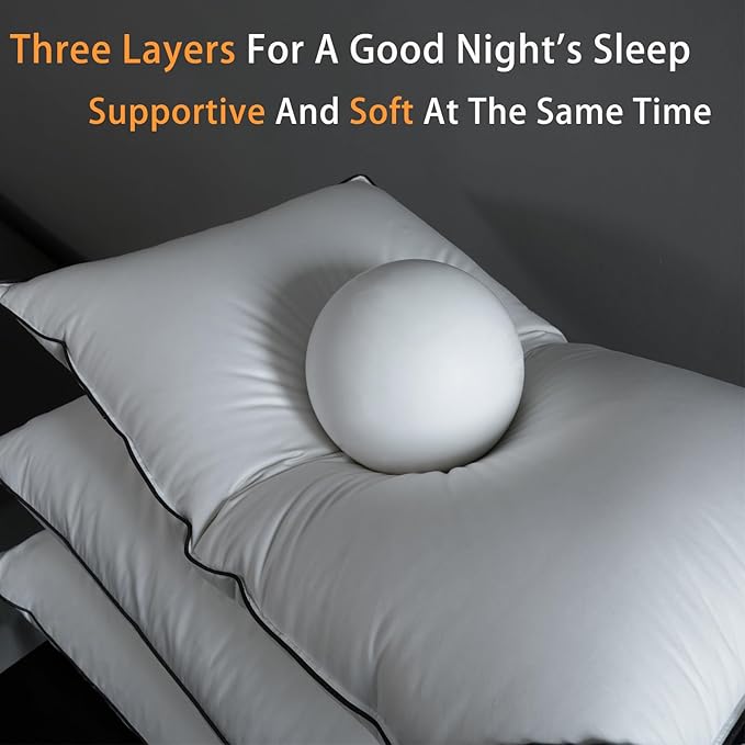Luxury Hungarian White Goose Down Pillows Queen Size - 550 Fill Power - 460 Thread Count Cotton Blend Shell - Ultra Soft and Comfortable Sleep Pillows - 2 Pack (20" x 28")