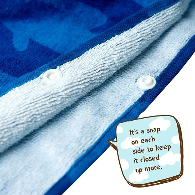 Toddler Hooded Beach Towel Coverup Cape Kids Cotton Soft Quick Dry Absorbent Use for Swim Pool Bath Poncho Towels 2 to 6 Years Old Children 24"x 47" in Full-Length (Brave Shark)