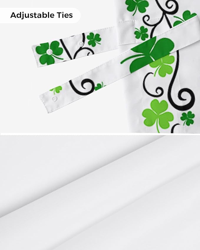 St. Patrick's Day Blackout Tie Up Valance Curtains for Kitchen Windows Green Shamrock Irish Clover Window Toppers Balloon Shades for Living Room/Bathroom/Bedroom,1 Panel, 54" X 18", Spring Holiday