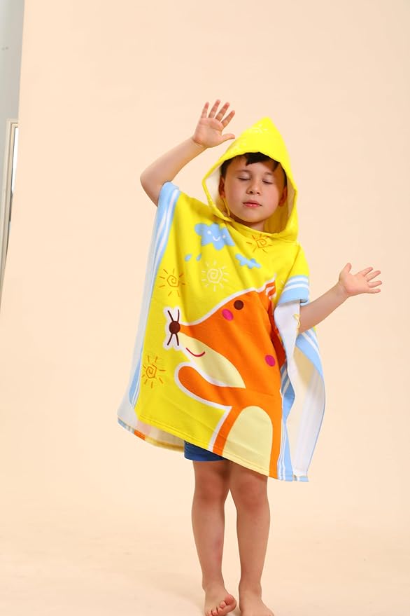 Hooded Towels for Kids, Kids Beach Towels for Boys/Girls, Swimming Towels/Towel Robes/Wearable Towels/Pool Towels for Kids 2-10, Poncho Beach Towels for Kids, Hooded Beach Towels for Toddlers