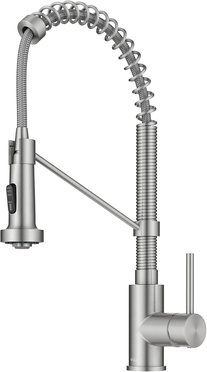 Kraus KPF-1610SFS Bolden 18-Inch Commercial Kitchen Faucet with Dual Function Pull-Down Sprayhead in all-Brite Finish, Spot Free Stainless Steel