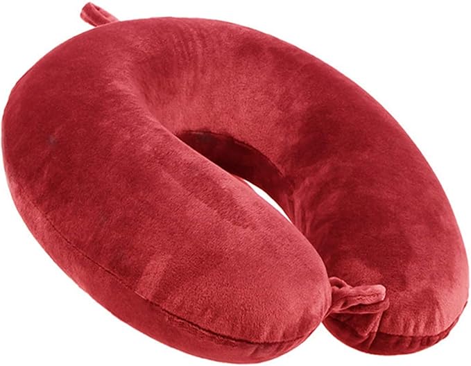 Travel Pillow - Memory Foam Neck Pillow Support Pillow,Luxury Compact & Lightweight Quick Pack for Camping,Sleeping Rest Cushion (Red)