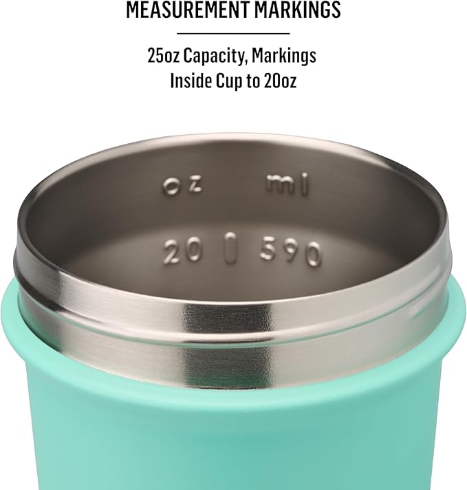 BlenderBottle Strada Sleek Shaker Cup Insulated Stainless Steel Water Bottle with Wire Whisk, 25-Ounce, Dusty Blue