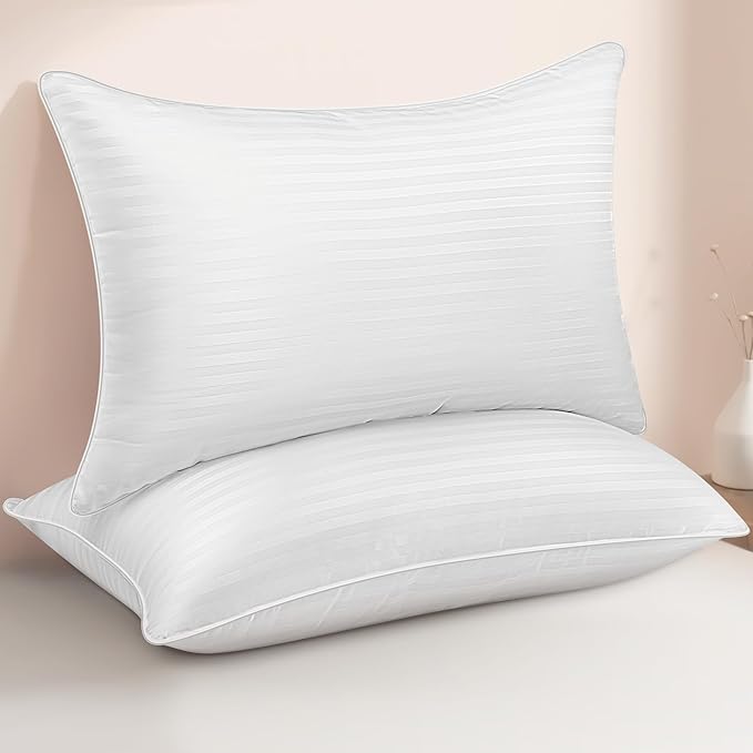 King Size Bed Pillows Set of 2 - Premium Down Alternative Cooling Pillows for Side, Back, and Stomach Sleepers Hotel Quality Fluffy Soft Microfiber Fill Breathable Skin-Friendly