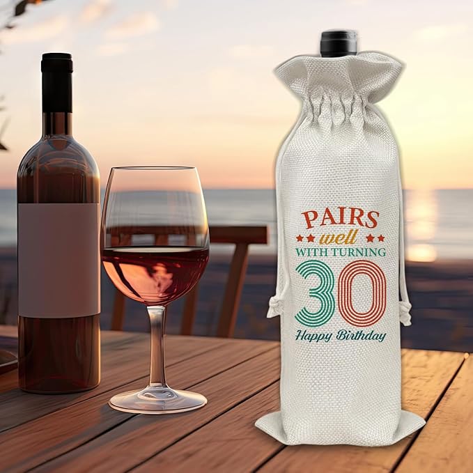 30th Birthday Gifts Wine Bag Congratulations Gifts for Women Men Parents Mom Dad Anniversary Favors 1994 with Time Information Wine Gift Bag