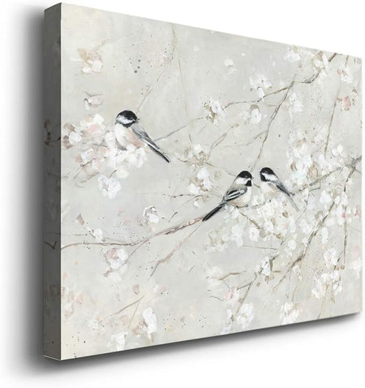 Renditions Gallery Canvas Nature Wall Art Modern Decorations Paintings Elegant Little Birds Glam Romantic Abstract Botanical Artwork Prints for Bedroom Office Kitchen - 18"x27" LT33