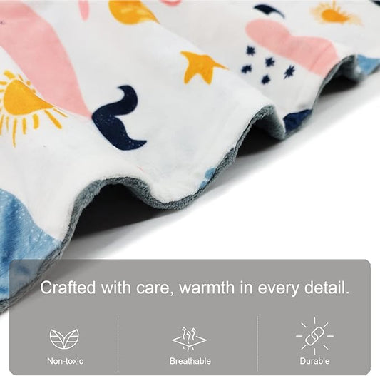 Baby Blanket for Boys Girls (Whales Printed, 30"x40") with Double Layer Dotted Backing Soft Plush Minky Blanket for Toddlers Newborn