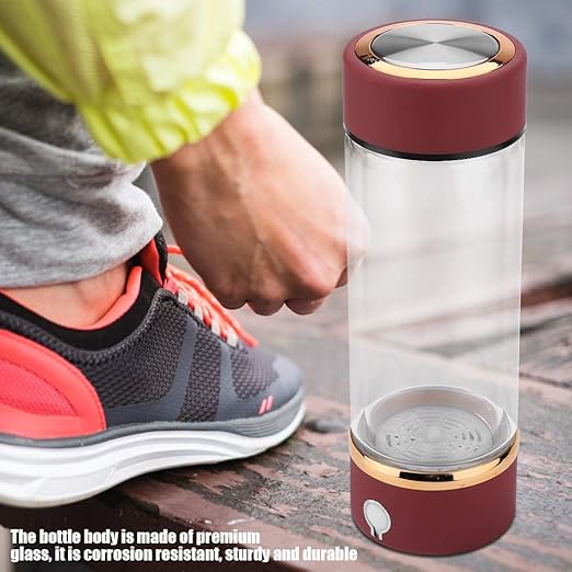 Portable Hydrogen Rich Water Cup, USB Charging Rich Hydrogen Water Purifier Filter Glass Bottle Portable Lonizer Cup, Hydrogen Water Bottle, Hydrogen Rich Water Glass Health Cup (Red)