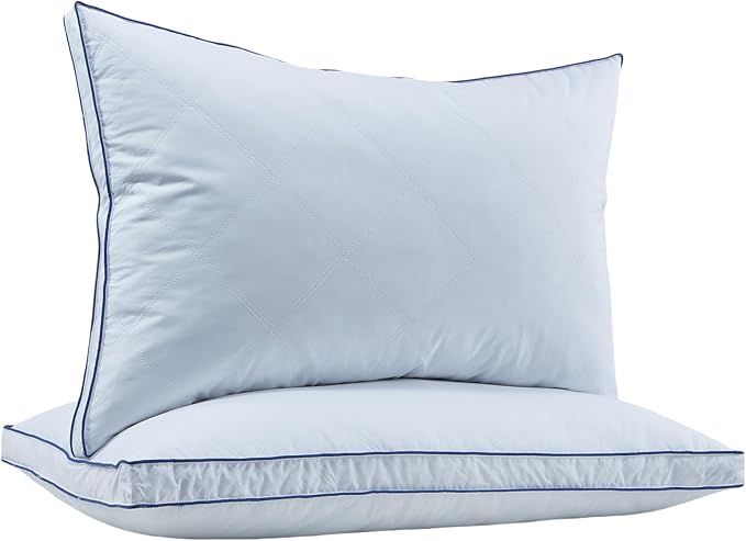 puredown Feather Down Pillows Set of 2, Luxury Goose Feather Pillow for Sleeping, Organic Cotton Cover Hotel Collection Bed Pillows (Queen)