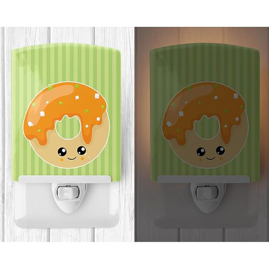 Caroline's Treasures BB8760CNL Fall Doghnut Ceramic Night Light Compact, UL-Certified, Ideal for Bedroom, Bathroom, Nursery, Hallway, Kitchen, 6x4x3, Multicolor