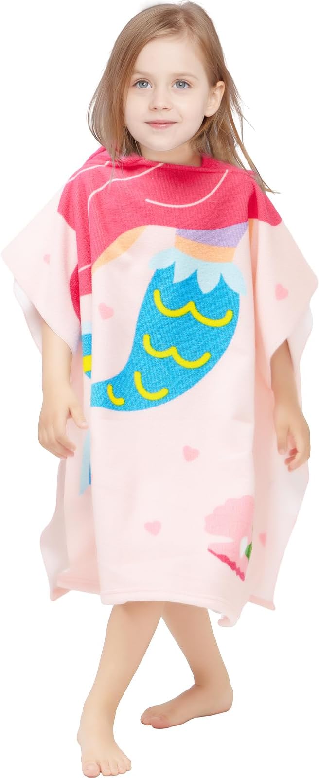 Hooded Towel for Toddlers 0-4 Years Boys Girls Kids Bath Pool Beach Towel Soft Absorbent Beach Poncho(Mermaid)
