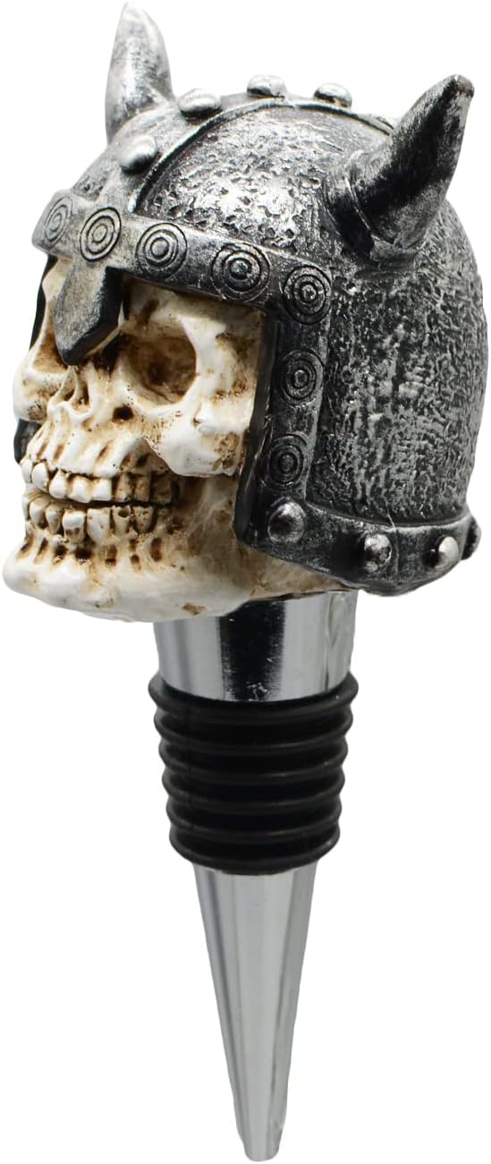 Wine Bottle Stopper Horns Helmet Viking Skull Decorative Beverage Wine Cork for Man Housewarming Gift,Christmas,Thanksgiving,Silver