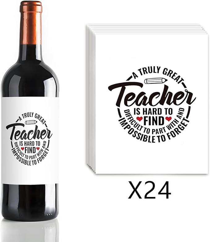 24 Pcs Teacher Thank You Gifts Wine Labels Teacher Appreciation Gifts Wine Bottle Stickers A Truly Great Teacher Wine Labels for Bottles Gifts for Women Men