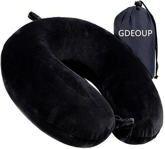 Travel Pillow - Memory Foam Neck Pillow Support Pillow,Luxury Compact & Lightweight Quick Pack for Camping,Sleeping Rest Cushion (Black)
