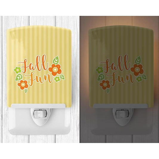 Caroline's Treasures BB6918CNL Fall Fun Stripes Ceramic Night Light Compact, UL-Certified, Ideal for Bedroom, Bathroom, Nursery, Hallway, Kitchen, 6x4x3, Multicolor