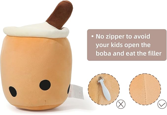 Niuniu Daddy Boba Plush 9.4in Mini Kawaii Plushies Bubble Tea Cute Squishy Pillow Soft Small Milk Tea Stuffed Animal for Kids/Girls/Boys