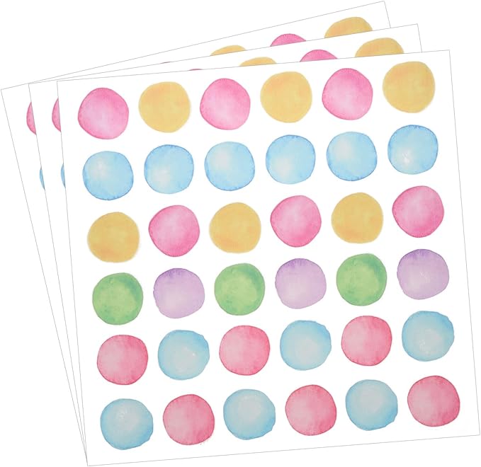 uxcell 108 Pcs (3 Sheet) Round Polka Dots Wall Sticker, PVC Peel and Stick Circle Wall Decal Sticker for Bedroom Classroom, Colorful