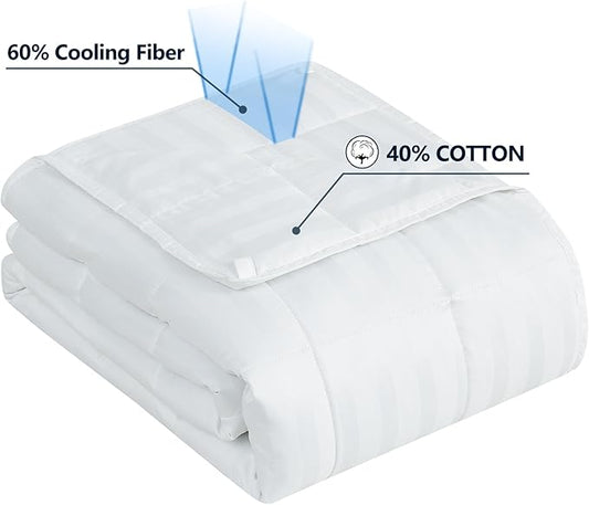 Weighted Blanket(40"x60" 7lbs) Weighted Blanket Cooling Blanket for Sleeping,Throw Size Breathable Blanket with Premium Glass Bead(White)
