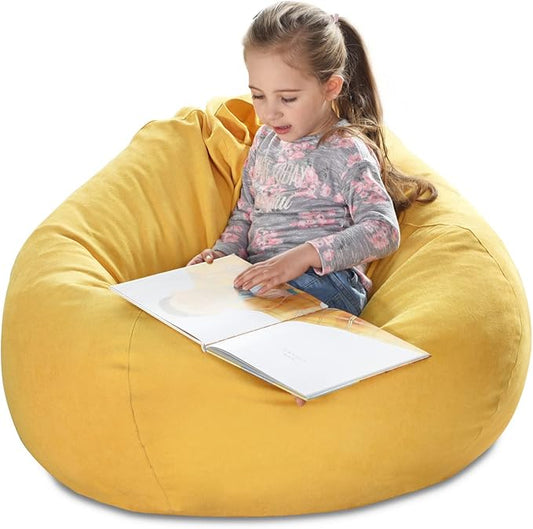 YuppieLife Stuffed Animals Bean Bag Chair Cover Candy-Colored Bean Bag(Just Cover, No filling)/Large Stuff 'n Sit Organization/Toy Storage Bag/Kids Toys Organizer(38'',Ginger)