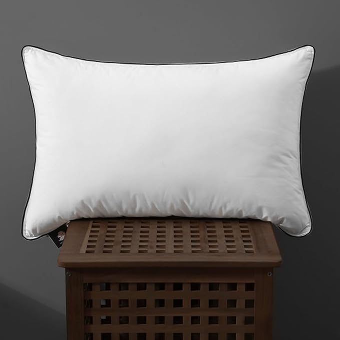 DWR Luxury Goose Feather Down Core Pillow Surrounded by Polyester - Set of 1 - Standard Size(20"x26") - Medium Firm - 100% Organic Cotton Cover