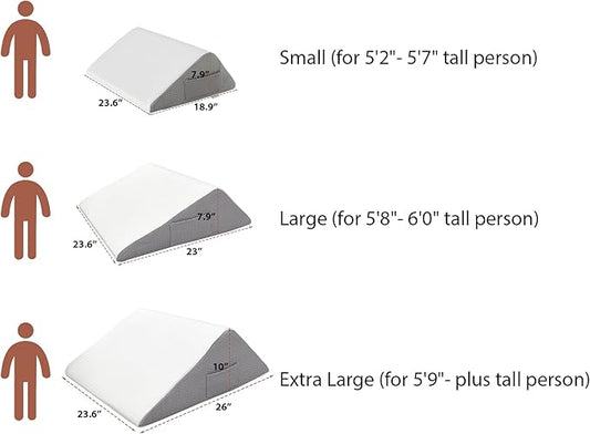 Knee Wedge Pillow, Memory Foam Leg Pillow Bed Wedge for Sleeping, Post Surgery Triangle Pillow Wedge for Knee Support, Leg Elevation, Knee Hip Back Pain Relief (23.6" x 26" x 10", Extra Large, White)