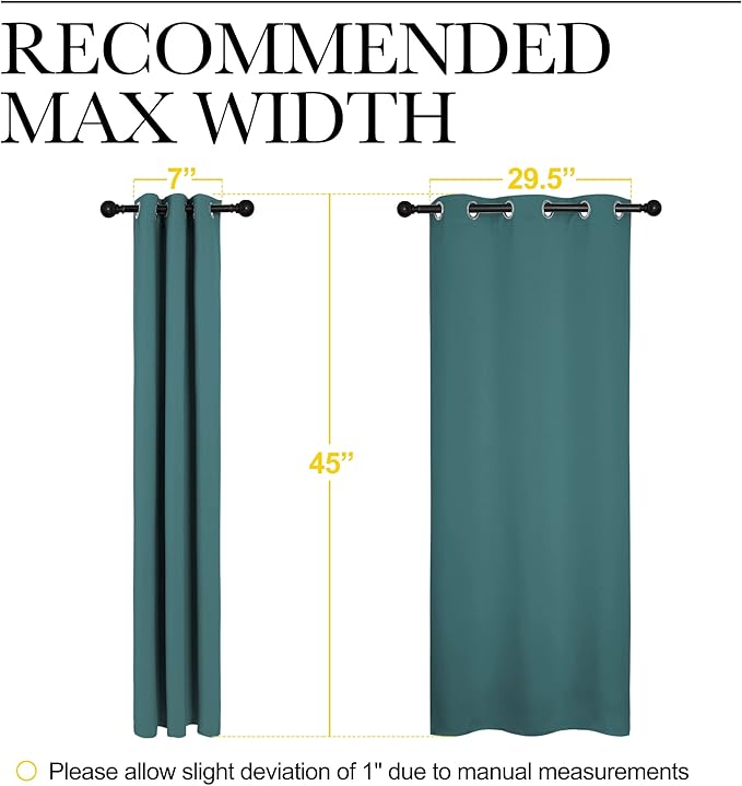 NICETOWN Bedroom Curtain Panels Blackout Draperies, Thermal Insulated Solid Grommet Blackout Curtains/Drapes (Sea Teal, 1 Pair, 34 by 45-inch)