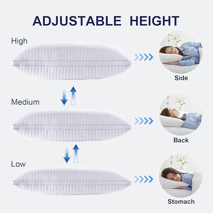JOLLYVOGUE Queen Size Pillows for Sleeping - Set of 2 Soft and Supportive Bed Pillows for Side and Back Sleepers, Hotel Collection Down Alternative Pillows (30x20 Inches) - 2 Pack