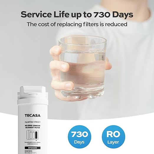 Sediment Filter, Replacement for TECASA Under Sink Tankless Reverse Osmosis System, 1-year Lifetime