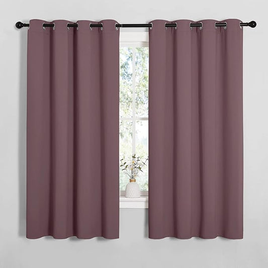 NICETOWN Bedroom Curtain Panels Blackout Draperies, Dry Rose, 1 Pair, 55 by 68-inch, Thermal Insulated Solid Grommet Blackout Curtains/Drapes