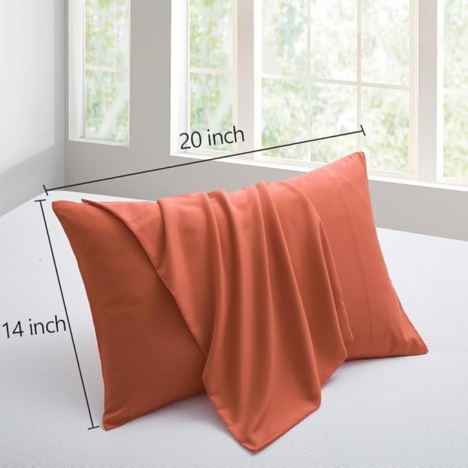 Small Pillow Cases 14x20 Toddler Pillow Cases Set of 2 Soft Comfortable Not Shrink Microfiber Pillowcases Set Orange Red Pillow Covers Envelope Style