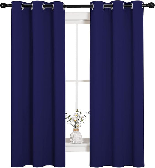NICETOWN Blackout Draperies Curtains, All Season Thermal Insulated Solid Grommet Top Blackout Curtains/Drapes for Kid's Room (Royal Blue, 1 Pair, 34 x 63 inches)