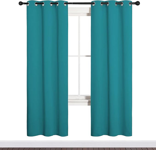 NICETOWN Room Darkening Curtains 72 inch Length 2 Panels, Thermal Insulated Grommet Blackout Curtains for Modern Casual Elegant Bedroom Kids Room Theme Decoration (Peacock Teal, 2 Pieces, W34)