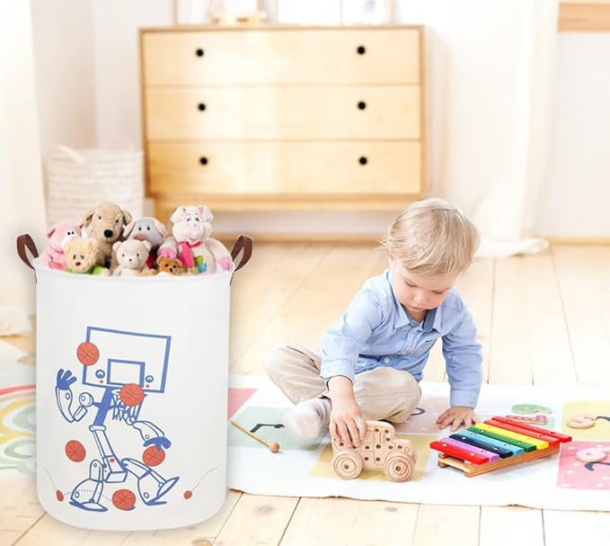 Kids Laundry Hamper, Boys Laundry Basket Collapsible Cute Storage Baskets for Home Decor,Office,Toy Organizer,(Robot)