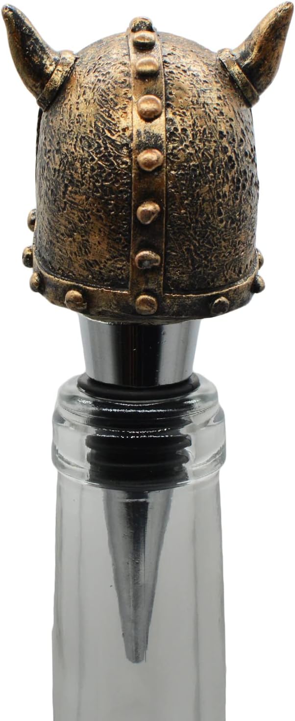 Wine Bottle Stopper Horns Helmet Viking Skull Decorative Beverage Wine Cork for Man Housewarming Gift,Christmas,Thanksgiving,Bronze