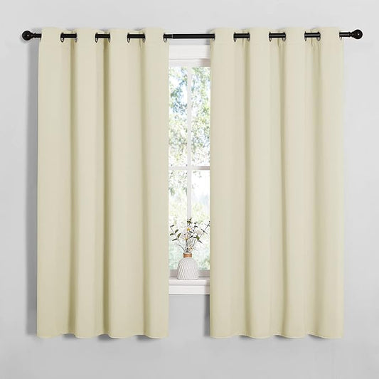 NICETOWN Room Darkening Curtain Panels for Cafe, Thermal Insulated Grommet Room Darkening Draperies/Drapes for Window (Beige, 2 Panels, W55 x L68 -inch)