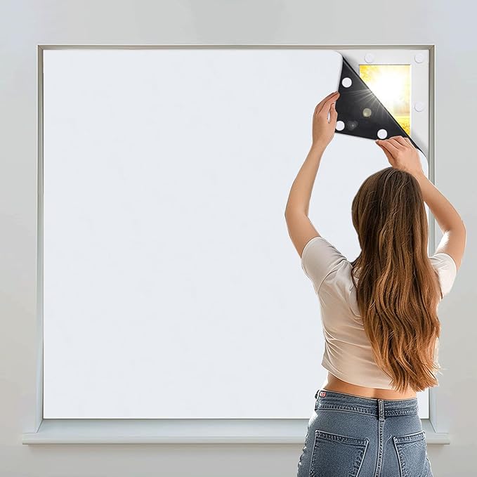 Portable Blackout Shades 100% Blackout Curtains for Bedroom Small Window Curtains No Light Kitchen Windows Insulated for Nursery for Baby Travel Curtain,White,56" W x 160" L,1 Panel