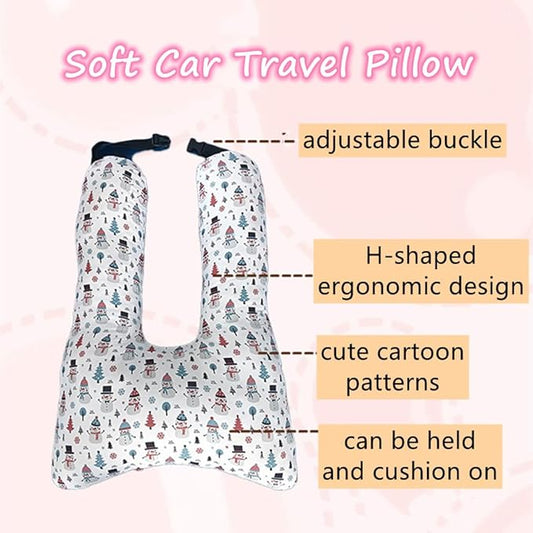 Car Travel Pillow for Kids Adults Soft Neck Pillow Head and Body Support Pillow Breathable Seat Pillow Car Aircraft Travel Pillow Neck Support Pillow Cushion for Long Journey Travel Accessories