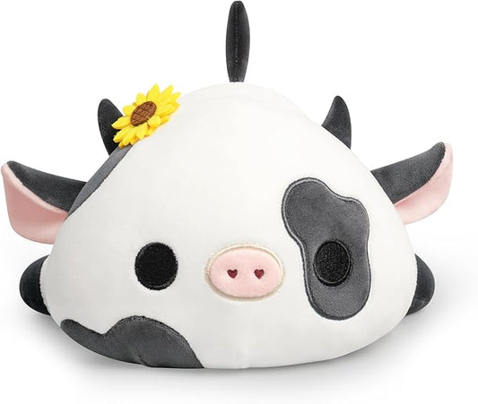Onsoyours Cute Cow Plushie with Sunflower Headwear, Soft Stuffed Milk Cow Squishy Plush Animal Toy Flower Cow Pillow for Kids (Sunflower Cow, 12")