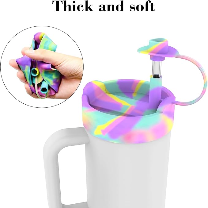 Protective Silicone Bottle Cover Set for Stanley Quencher H2.0 40 30 20 oz Tumbler with Handle & Iceflow, Anti-Scratch Cover Boot for Stanley Cup Accessories BPA Free (C)