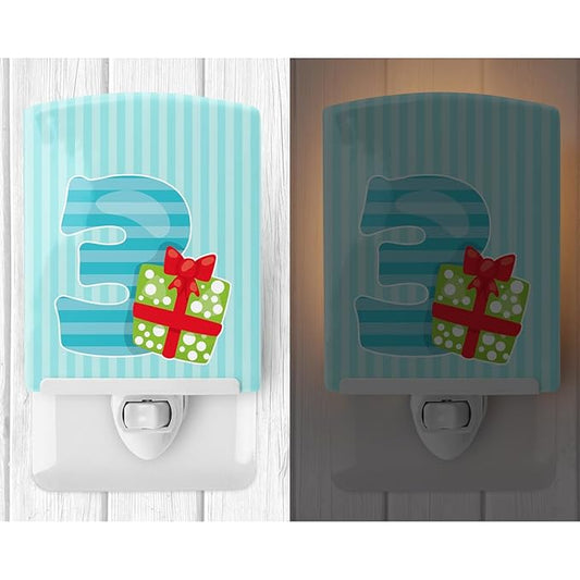 Caroline's Treasures BB8689CNL Christmas Month 3 Ceramic Night Light Compact, UL-Certified, Ideal for Bedroom, Bathroom, Nursery, Hallway, Kitchen, 6x4x3, Multicolor