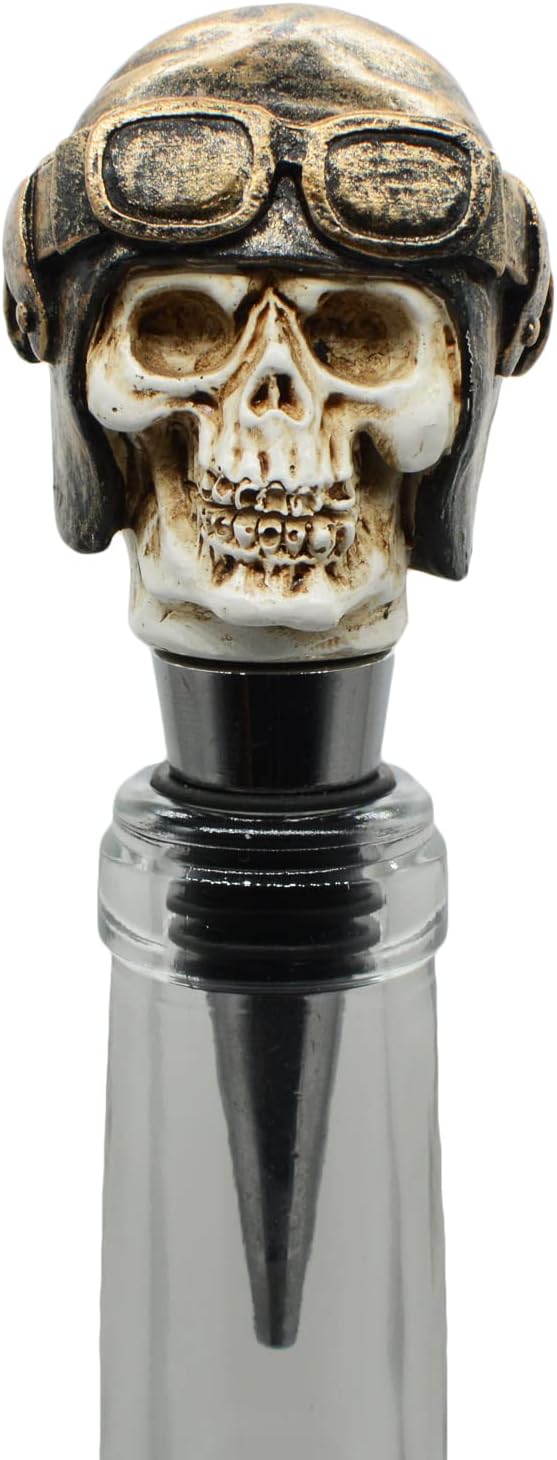 Wine Bottle Stopper Pilot Skull Decor Beverage Wine Cork for Man Housewarming Gift,Christmas,Thanksgiving