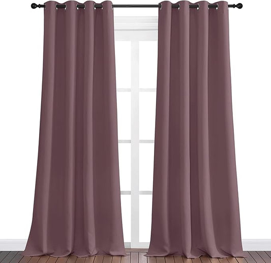 NICETOWN Dry Rose Blackout Curtains 108" Long for Office, Dining Room, 55" Wide, 2 Pieces, Guest Room, Sound Reducing Heat and Cold Block Curtain Panels for Modern Room Decorative