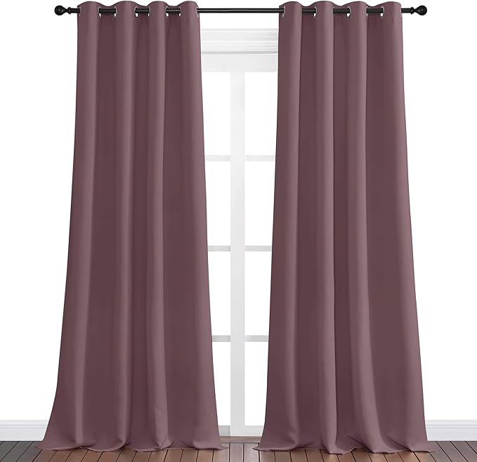 NICETOWN Dry Rose Blackout Curtains 102" Long for Office, Dining Room, Guest Room, 55" Wide, 2 Pieces, Sound Reducing Heat and Cold Block Curtain Panels for Modern Room Decorative
