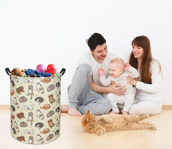 Cats Kids Laundry Basket Baby Hamper Cats Toy Storage Bin for Boys Room Decor Baby Nursery Hamper Gift Baskets for Bedroom Bathroom(Cats)