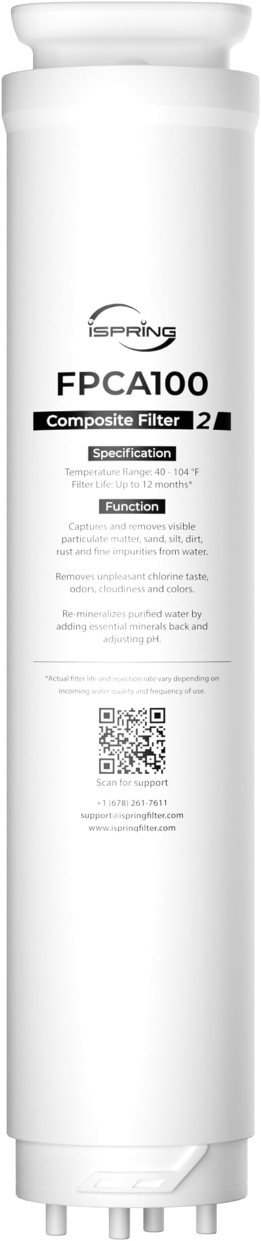 iSpring FPCA100 Replacement Filter for RCD100HCG Countertop Reverse Osmosis System, Composite Filter, with PP Sediment, Activated Carbon and Alkaline Media, Replacement Cycle: Up to 12 Months