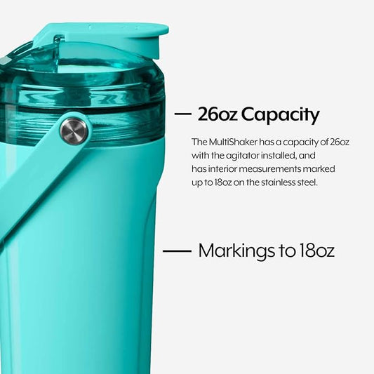 BrüMate MultiShaker Blender Shaker Bottle | 100% Leakproof Insulated Stainless Steel The Perfect Shaker Cup, Protein Shaker Bottle, and Pre Workout Bottle for the Gym | 26oz (Aqua)